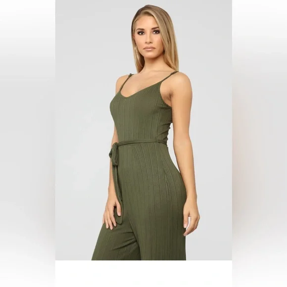 Fashion Nova Amsterdam Ribbed Jumpsuit - Olive - Picture 4 of 5